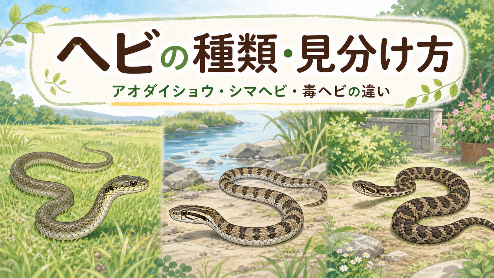 ヘビの種類・見分け方｜アオダイショウ、シマヘビ、毒ヘビの違い