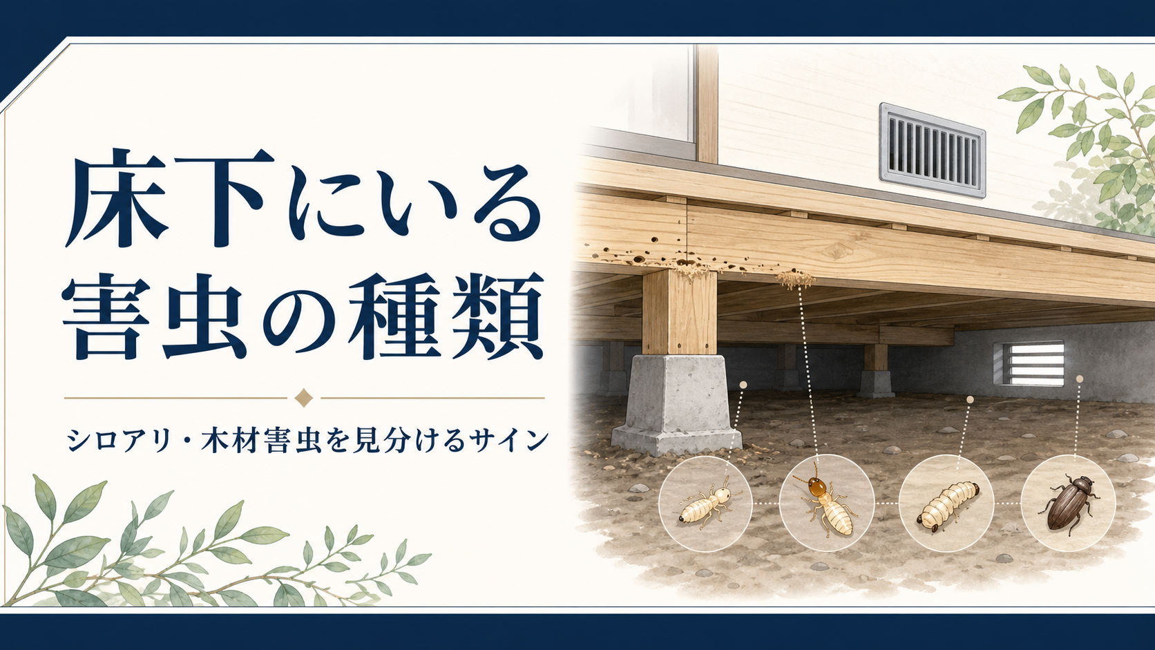 床下にいる害虫の種類｜シロアリ・木材害虫を見分けるサイン